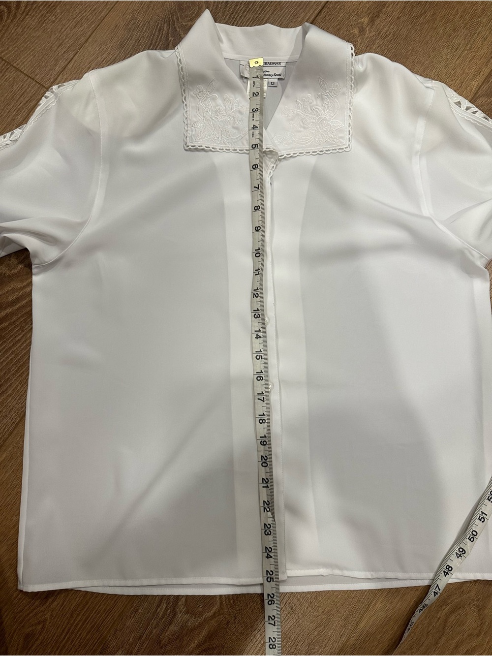 vintage breamar by Jeremy Scott button down blouse with lace cut out sleeve 12 - Picture 8 of 8